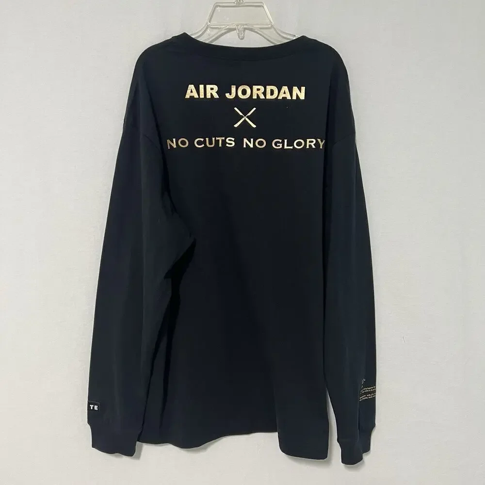 Air Jordan UNITE Tee Shirt - No Cuts No Glory - Long Sleeve Black Size Large